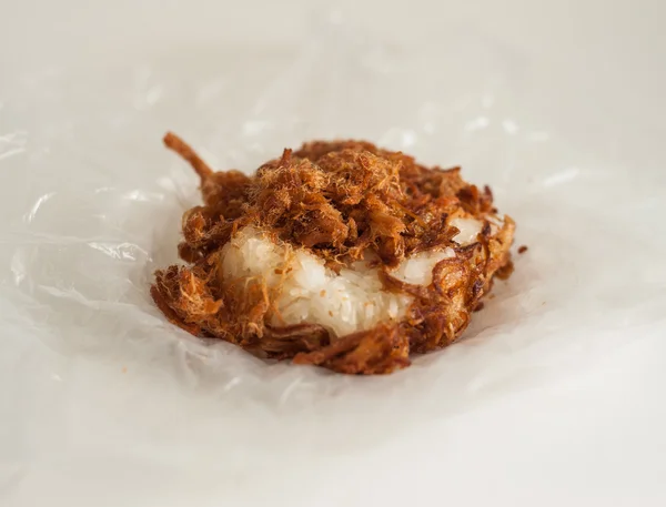 Sticky rice with fried pork — Stock Photo, Image