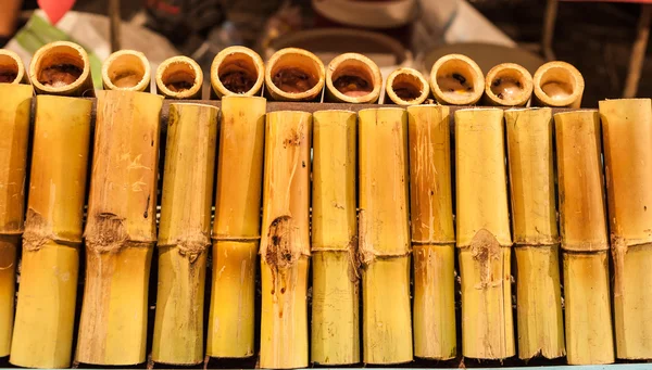 Glutinous rice roasted in bamboo joints — Stock Photo, Image