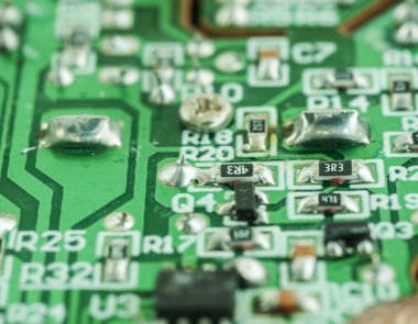 Closeup bir elektronik baskılı devre kartı