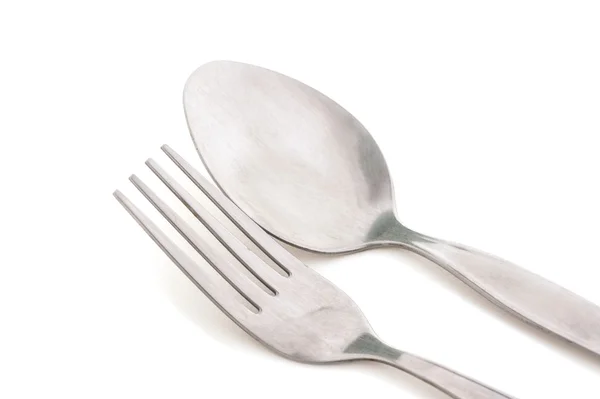 Tenedor y cuchara de plata vieja —  Fotos de Stock