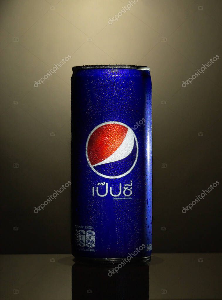 Bangkok; Thailand- October 11; 2023: Pepsi, Soft drink in the dark blurred background