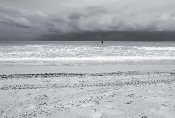 Seaa und Strand, Schwarz-Weiß-Ton — Stockfoto