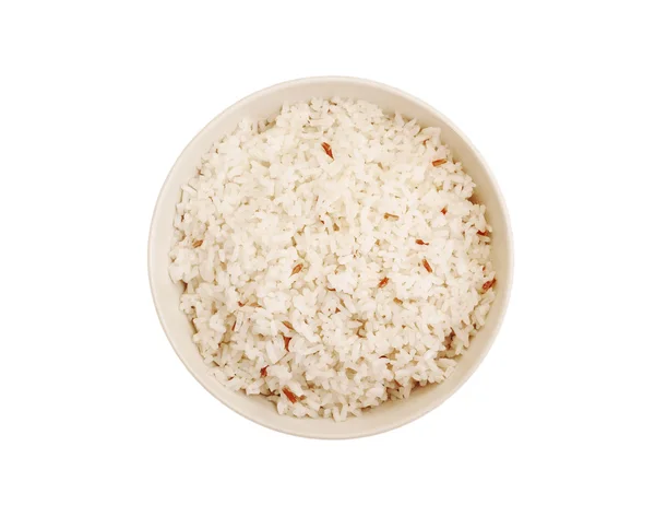 Rice in white bowl isolated on white, Clipping — Stock Photo, Image