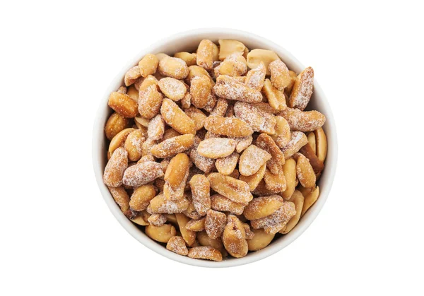 Peanut in a white bowl isolated, Clipping path — Stock Photo, Image