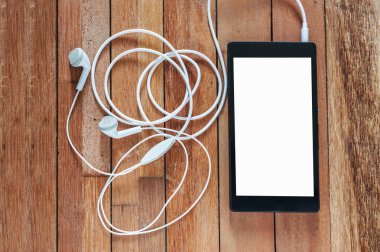 Relax, Smartphone beyaz perde kulaklık ile duygu