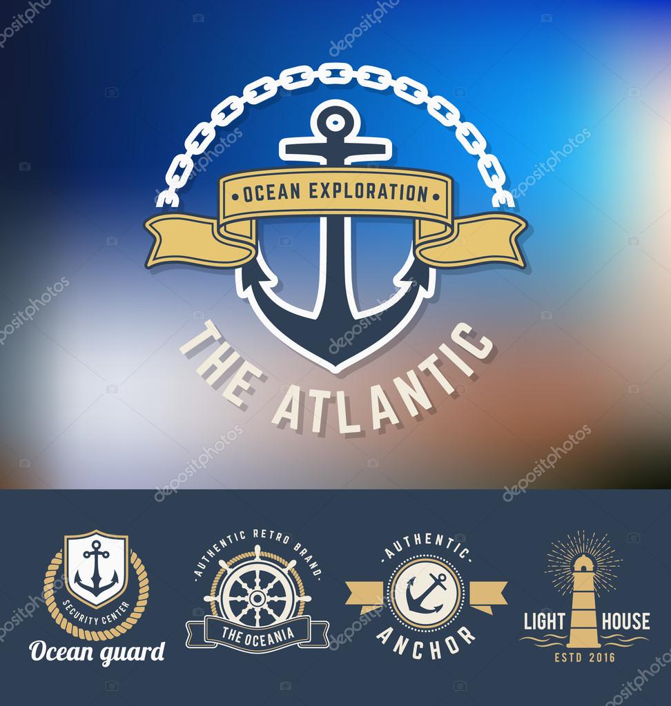 Set of nautical Logo Template. Suitable for Sea food restaurant, Coast guard, Nautical business, Yachting and other design. Vector illustration