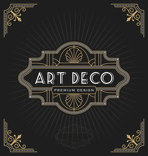 Marco art deco y diseño de etiquetas — Archivo Imágenes Vectoriales