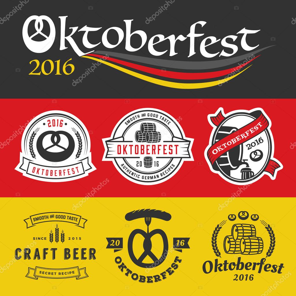 2016 Oktoberfest badge logo and labels set for product and decorative element, Vector illustration