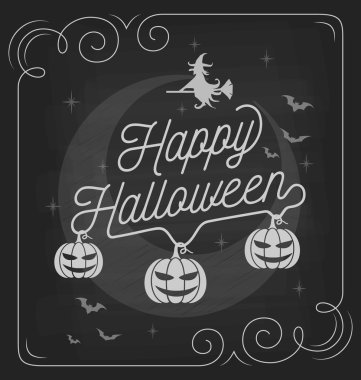 Happy Halloween typography on chalkboard design