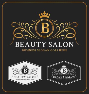 Beauty Salon Heraldic Crest Logo Template Design