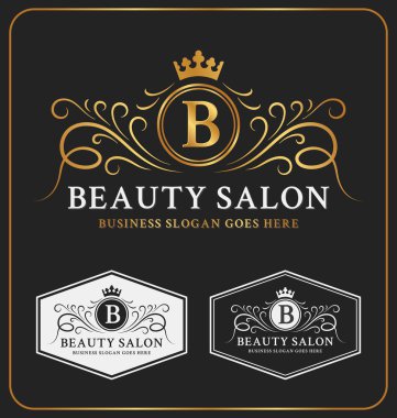 Beauty Salon Heraldic Crest Logo Template Design clipart