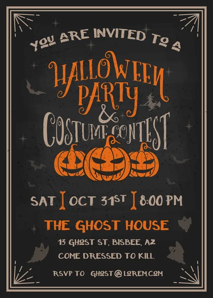 Typography Halloween Party and costume contest Invitation — Stockový vektor