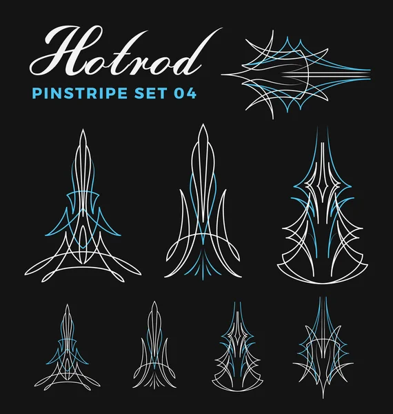 Set of vintage pin striping line art. include un-expand path — Stok Vektör