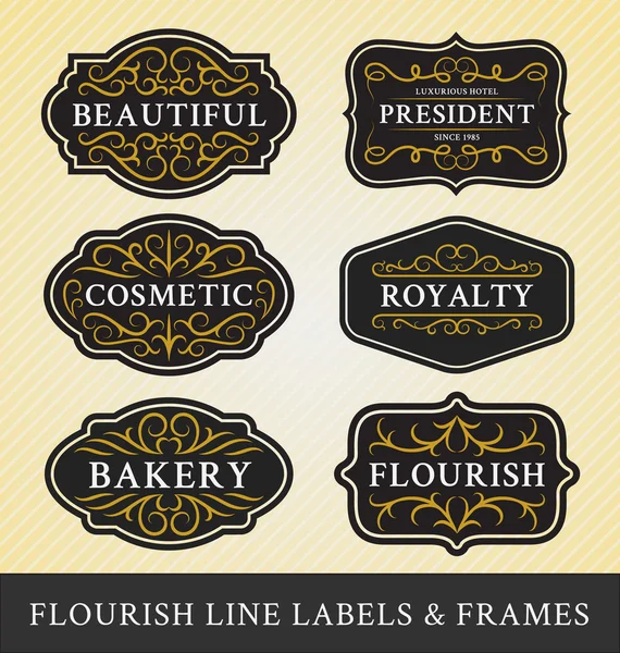 Set of flourish calligraphy frames and labels — Stock Vector