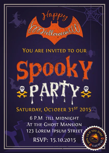 Spooky Halloween Party invitation card design — Stockový vektor