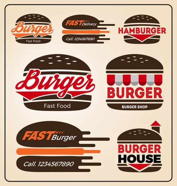 Set of burger shop icon logo design — Stock vektor