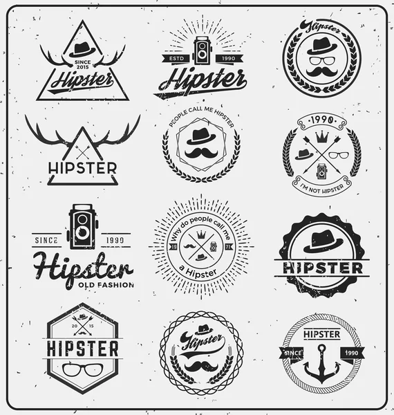 Conjunto de elementos de diseño de logotipo de insignia hipster . — Archivo Imágenes Vectoriales