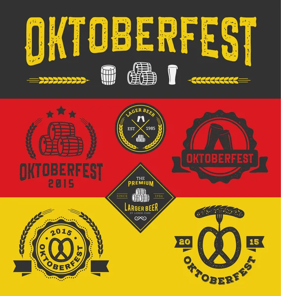 Logotipo de insignia Oktoberfest y conjunto de etiquetas — Vector de stock