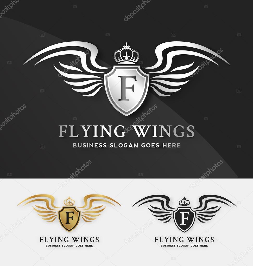 Shield and Wings logo template. suitable for automotive brand,  Elegant, Fashionable, Modern, unique and luxurious business.