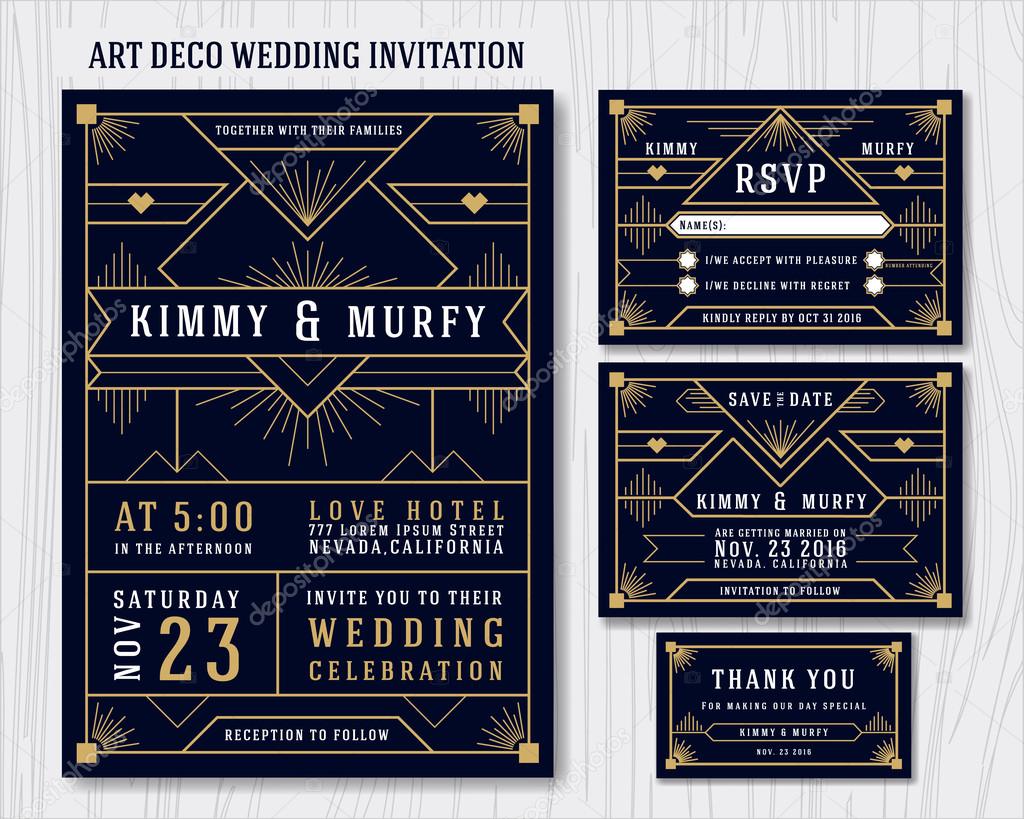Art Deco Wedding Invitation Design Template