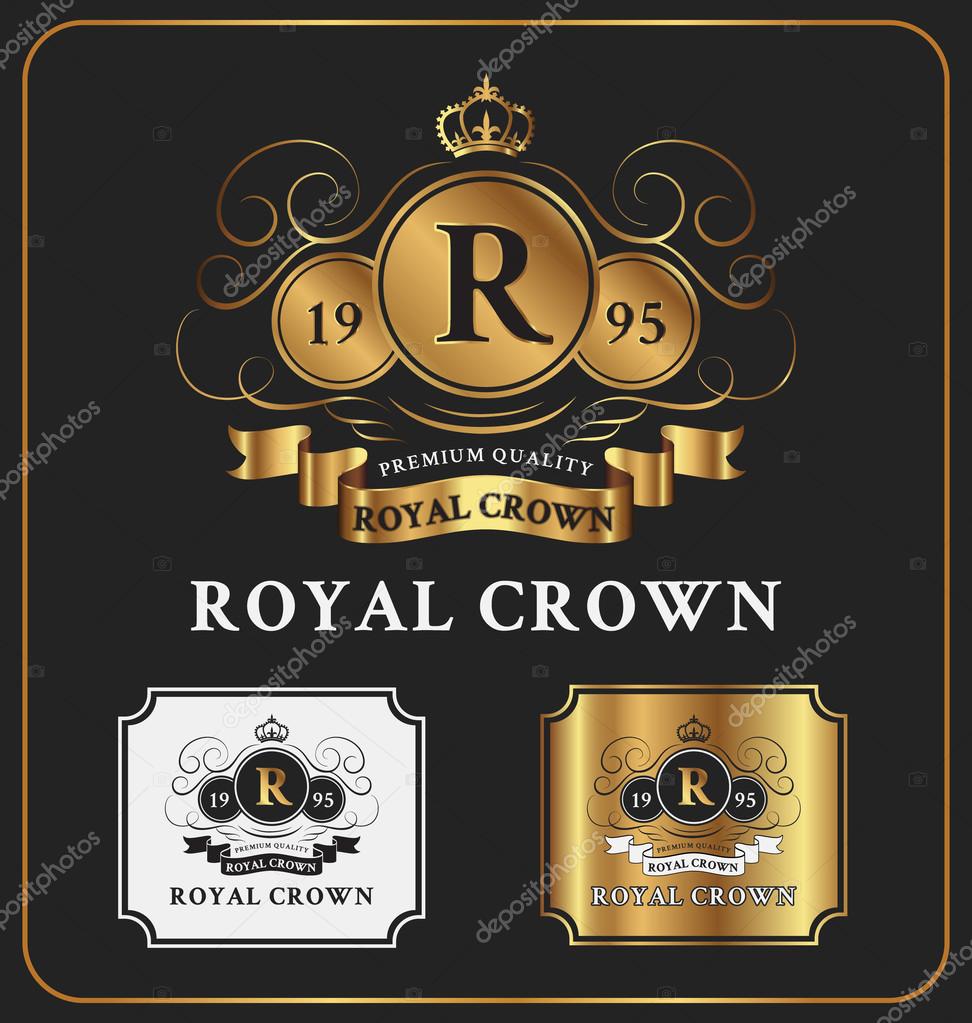 Heraldic Crest Logo Template Design. Retro Vintage Royal Luxury Elegant crests With Monogram. Suitable for businesses and product names, luxury industry like Hotel, Wedding, Real Estate, restaurant