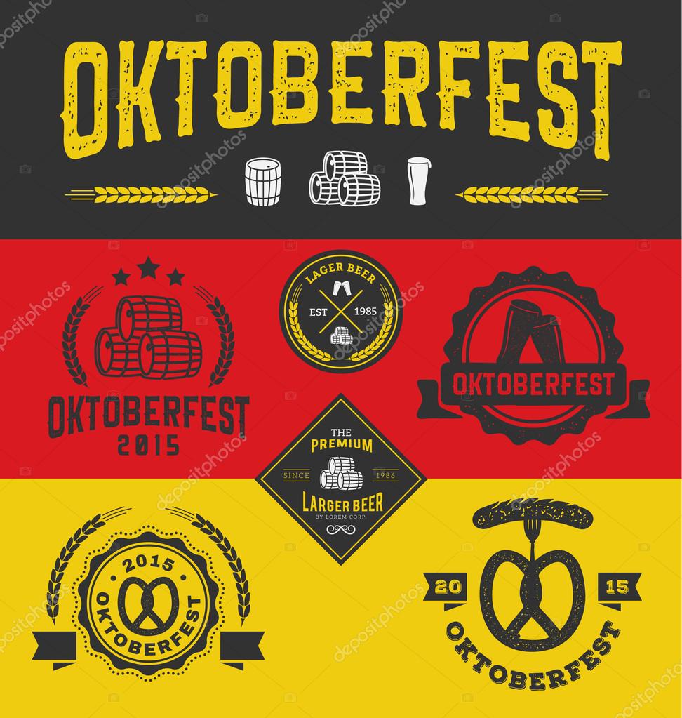 Oktoberfest badge logo and labels set for product and decorative element, Vector illustration