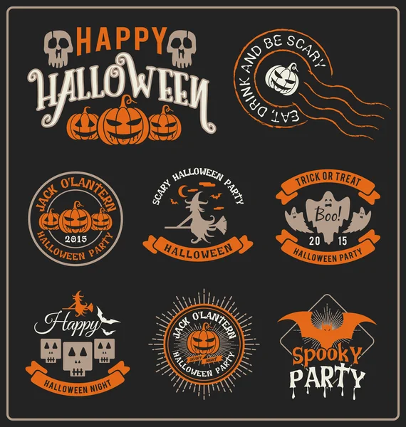 Set of Halloween badge label and frames design. — Stock Vector