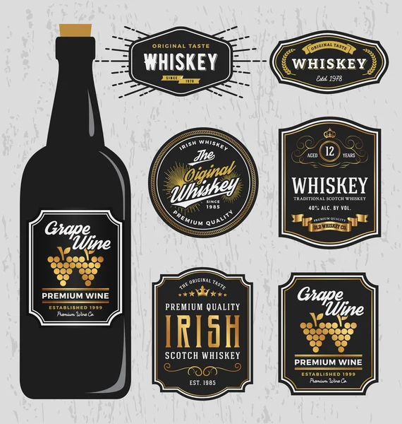 Modèle de conception d'étiquette de marques de whisky premium vintage — Image vectorielle