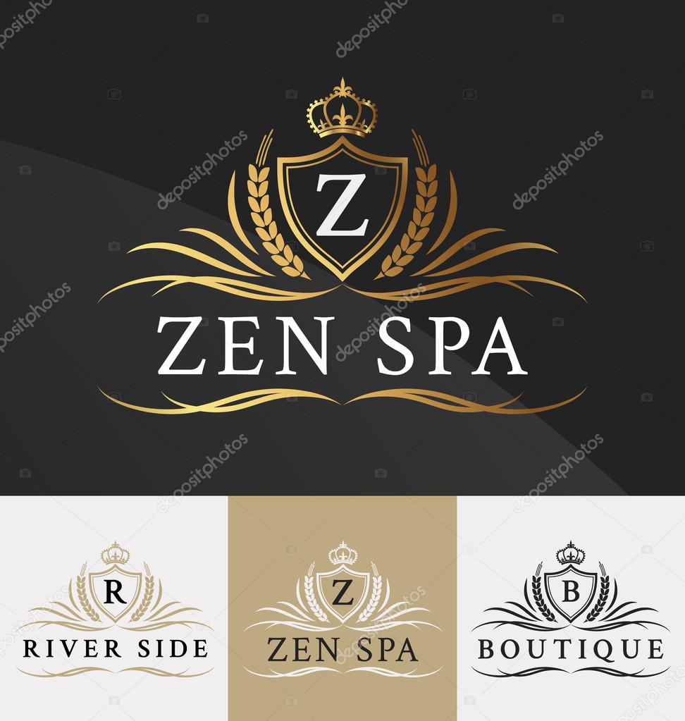 Premium Royal Crest Logo Design. Suitable for Spa, beauty Center, Real Estate, Hotel, Resort, House logo Vector illustration