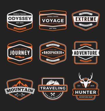 Set of  outdoor adventure and traveling gear badge logo clipart
