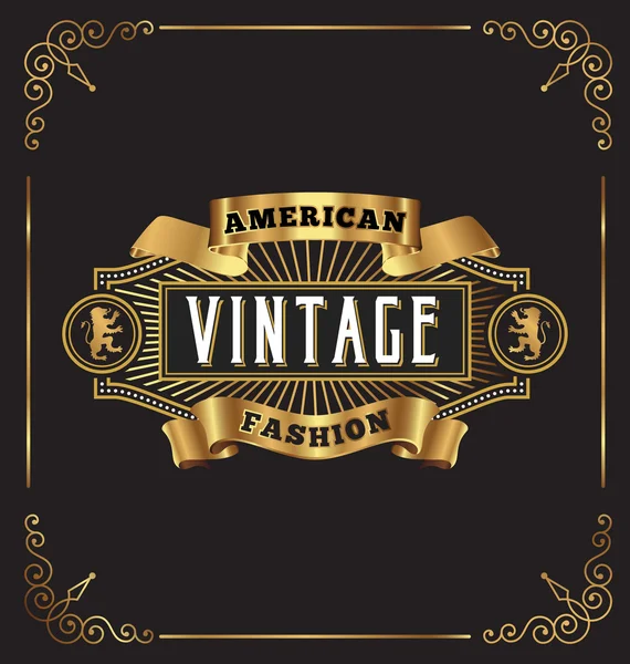 Premium golden vintage frame label design — Stock Vector