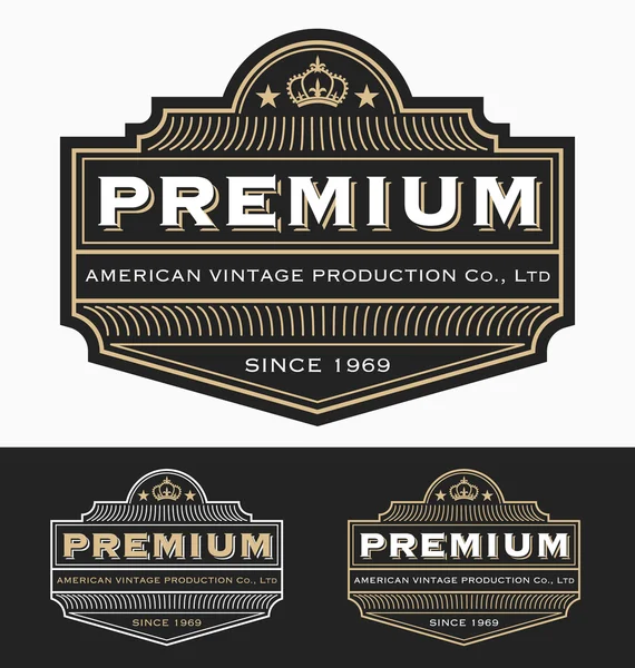 Design de etiquetas de logotipo de emblema vintage para produto premium — Vetor de Stock