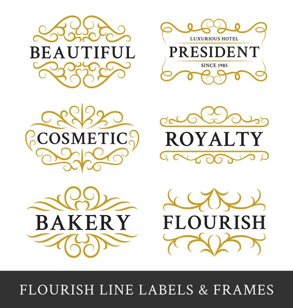 Conjunto de design de quadros de caligrafia florescente para negócios e produtos —  Vetores de Stock
