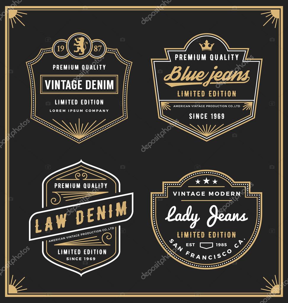 Vintage denim jeans frame logo for your Stock Vector by