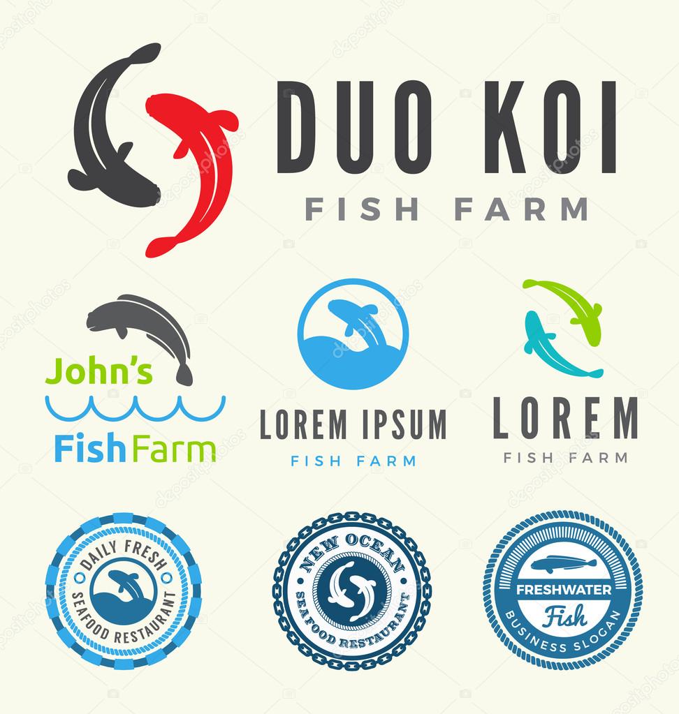 Set of fish logo for your business such as farm and restaurant