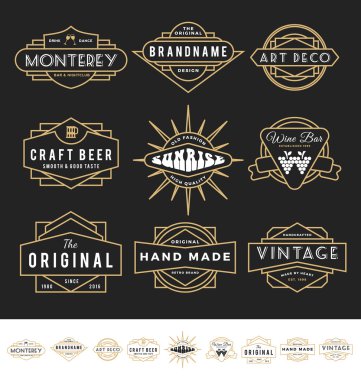 Set of retro badge logo for vintage product and business clipart