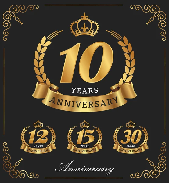 Decoratieve verjaardagslogo 10 jaar. Vectorillustratie — Stockvector