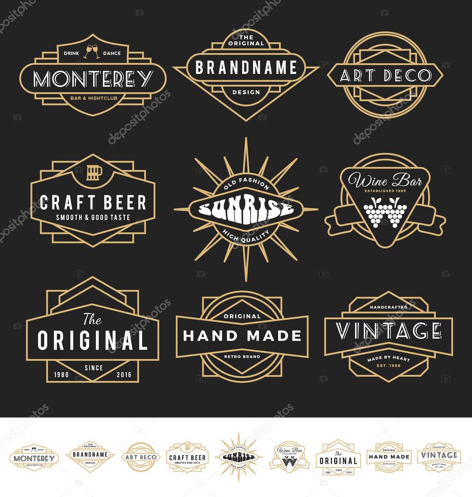 Set of retro badge logo for vintage product and business