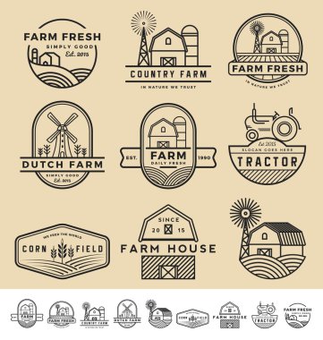 Vintage ve modern çiftlik rozet logosu