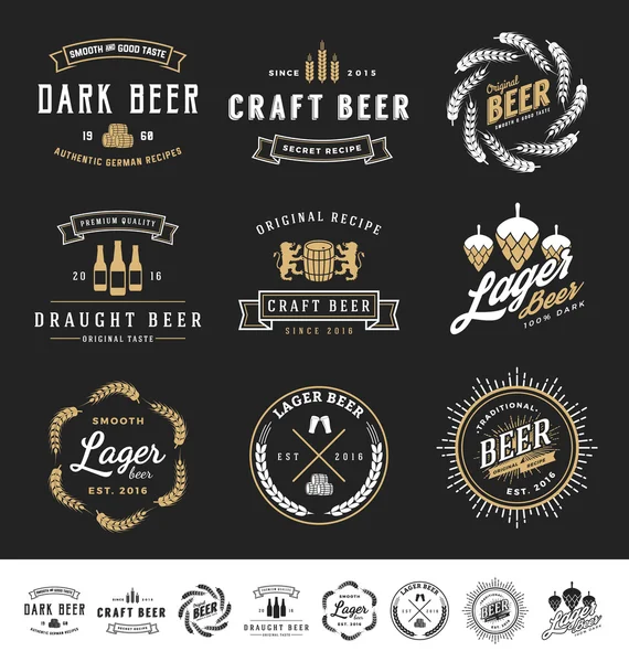 Sammlung von 9 Bier-Logos, Abzeichen — Stockvektor