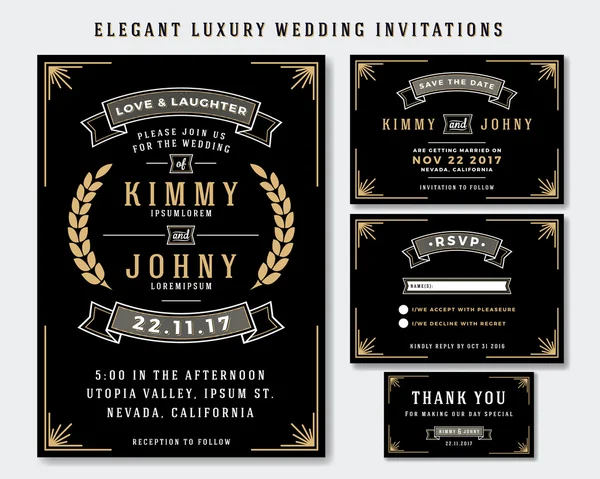 Unique Luxury Wedding Invitations Template — Stock Vector