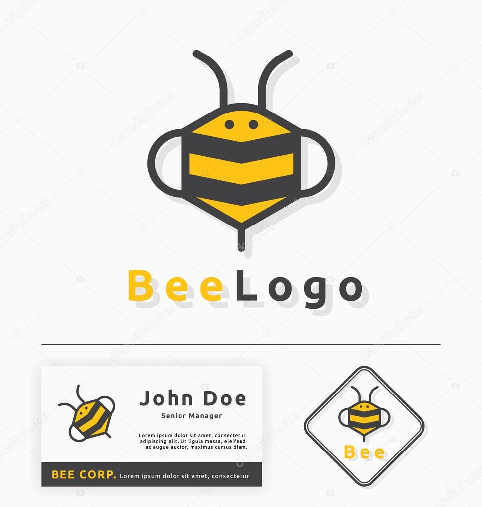 bee logo for honey business and products