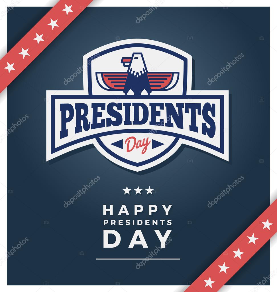Presidents day badge label on a dark blue background