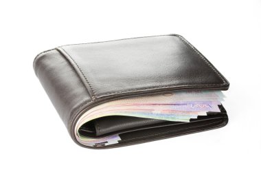 Wallet with money isolated on white backgroun