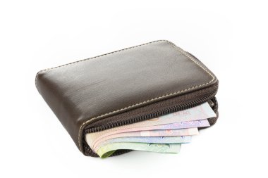 Wallet with money isolated on white backgroun