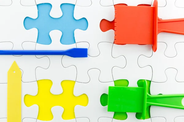 Jigsaw puzzle use for business background — 图库照片