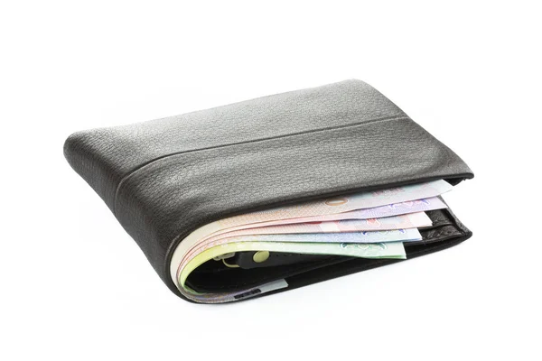 Wallet with money isolated on white backgroun Telifsiz Stok Fotoğraflar