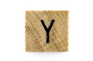 Ahşap alfabe blokları ile harf Y