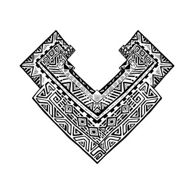 Floral pattern on collar, neck print. Boho style. Vector illustration