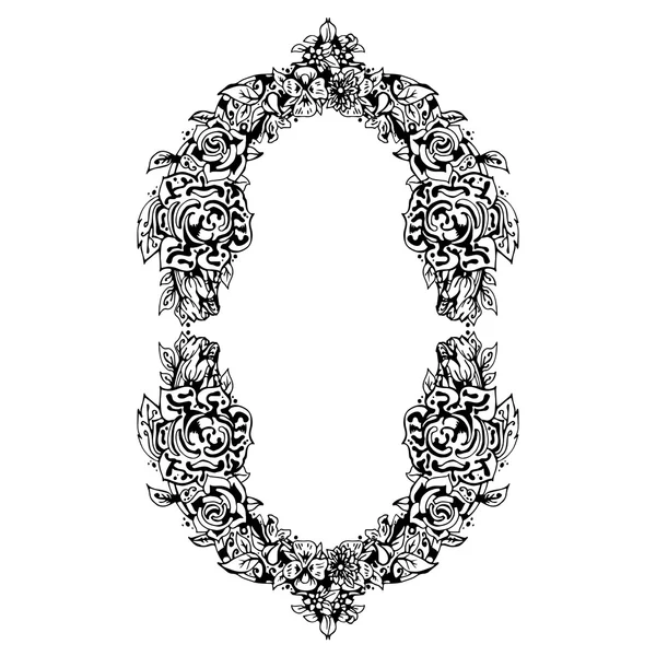Abstract black and white floral frame. Vector illustration — Stock Vector